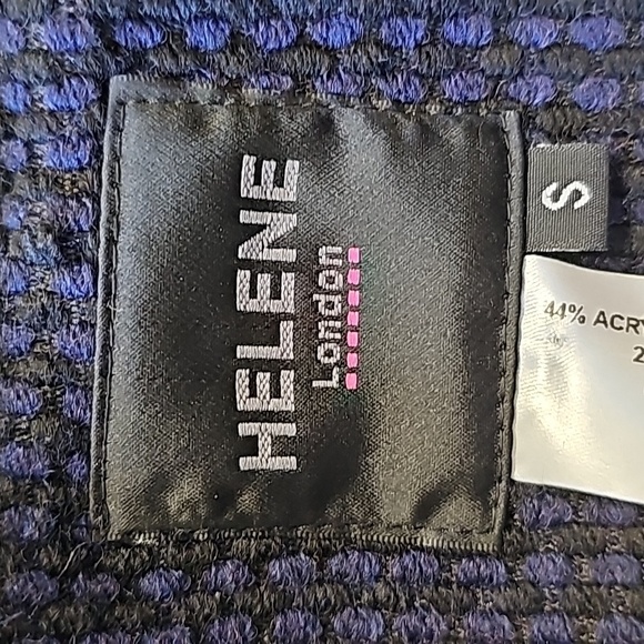 HELENE London career blue/black tweed, jacket with white trim. Size small. - Picture 8 of 11